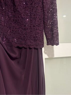 Alex Evenings Plum Lace & Chiffon Midi Dress